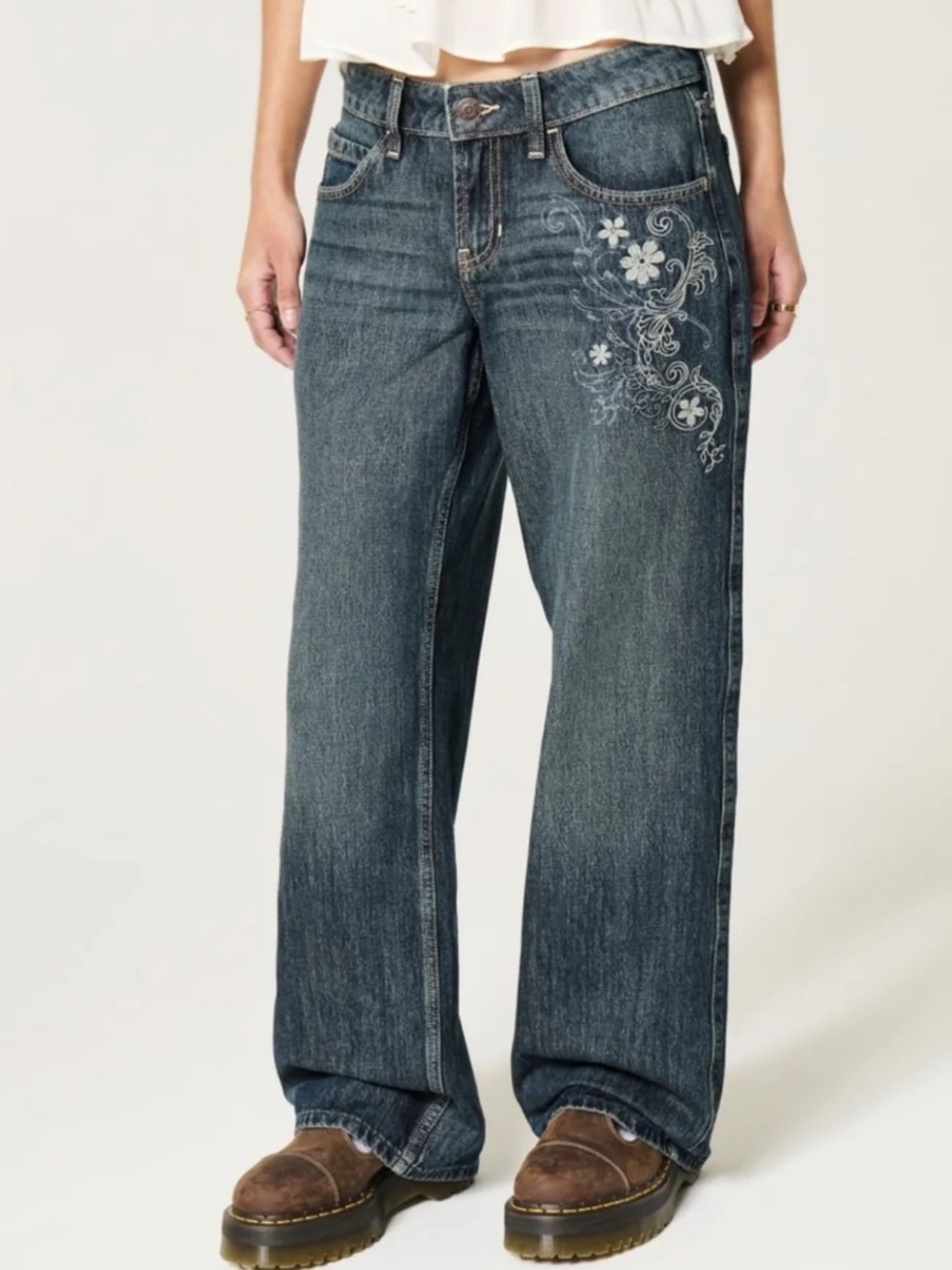 Hollister Embroidered Baggy Jeans